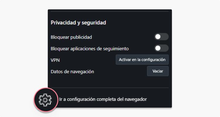 Eliminar cookies en Opera paso 1