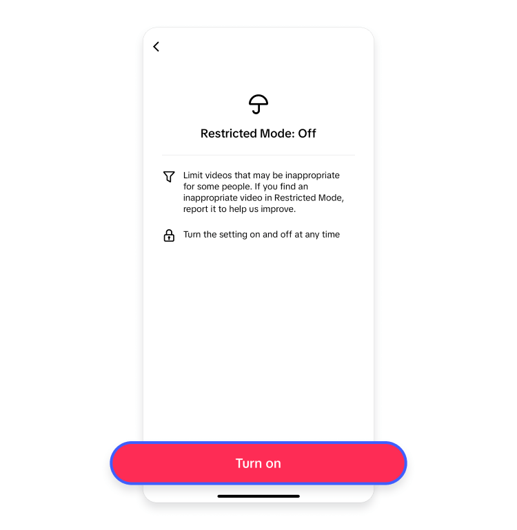 step 6 to turn on Restricted mode on TikTok