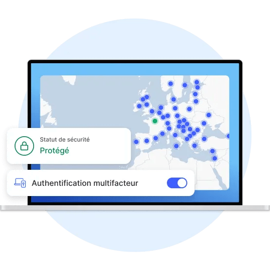 Un écran d&#39;ordinateur portable montrant que l&#39;utilisateur a sécurisé sa connexion en se connectant à un serveur VPN.