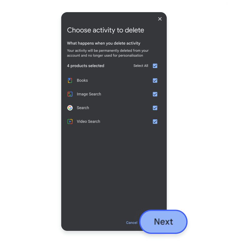 How to delete Google search history on a phone: step 4
