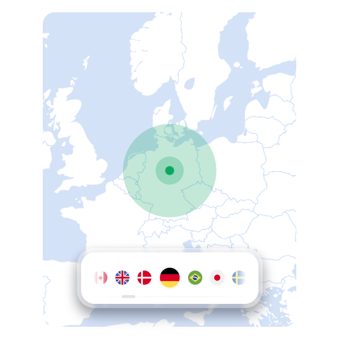 NordVPN-Karte mit den Serverstandorten, über die du deinen virtuellen Standort ändern kannst.