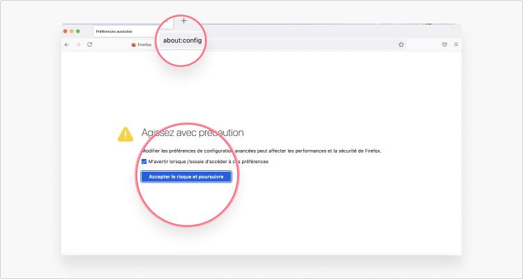 Comment désactiver le WebRTC sur Firefox étape 2