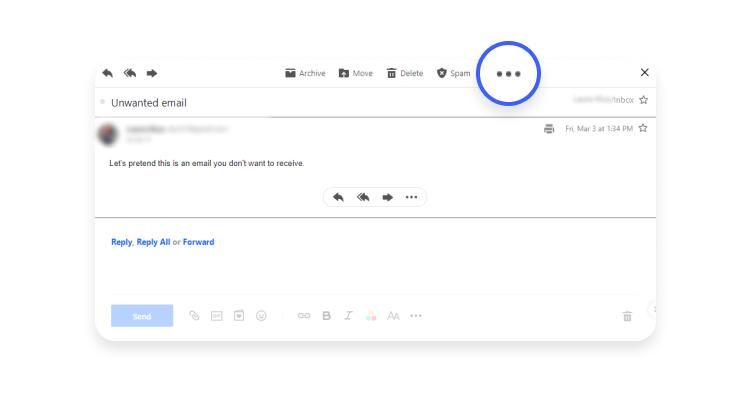 block emails in yahoo - step 2: click three dots