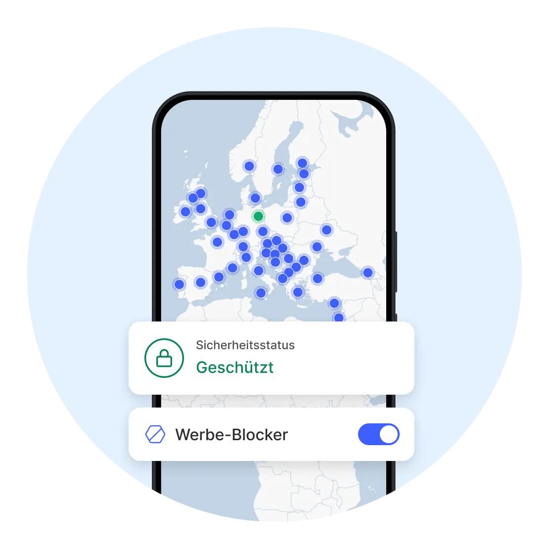 Eine mobile NordVPN-App mit aktiviertem Werbeblocker