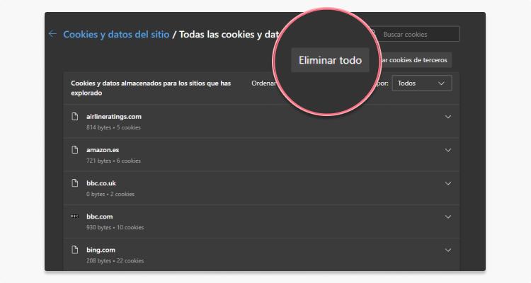 Cómo borrar cookies en Explorer 3
