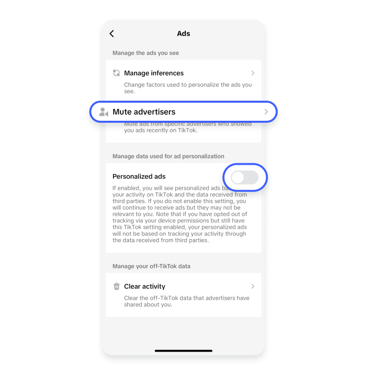 Mute advertisers on TikTok