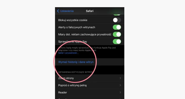 usunąć cache iOS: krok 2