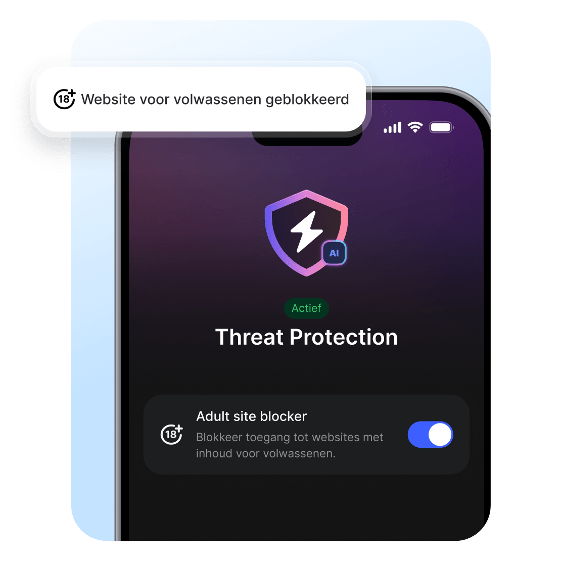 Een man gebruikt de adult site blocker van NordVPN om veiliger te surfen.