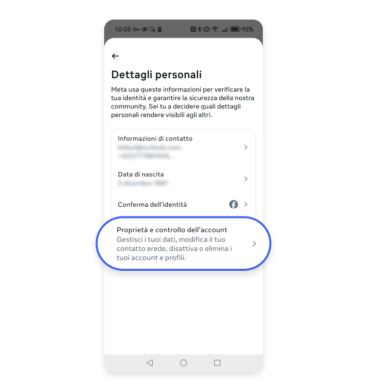 Proprietà e controllo dell&#39;account