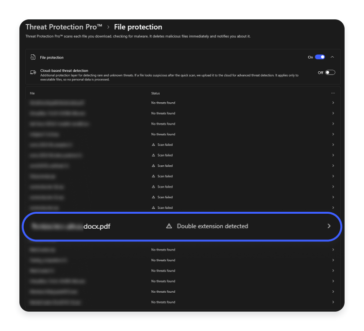 Double extension detection