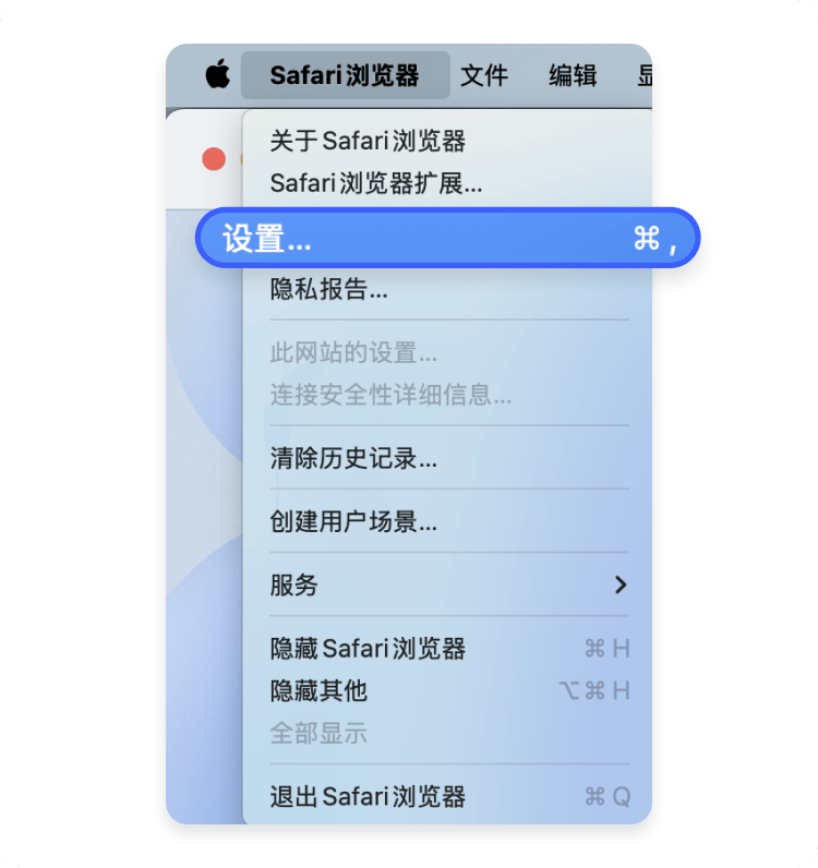 寻找 Safari 浏览器设置
