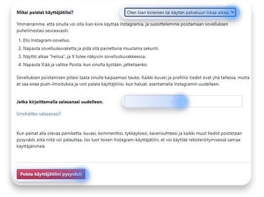 instagram tilin poistaminen: vaihe 1