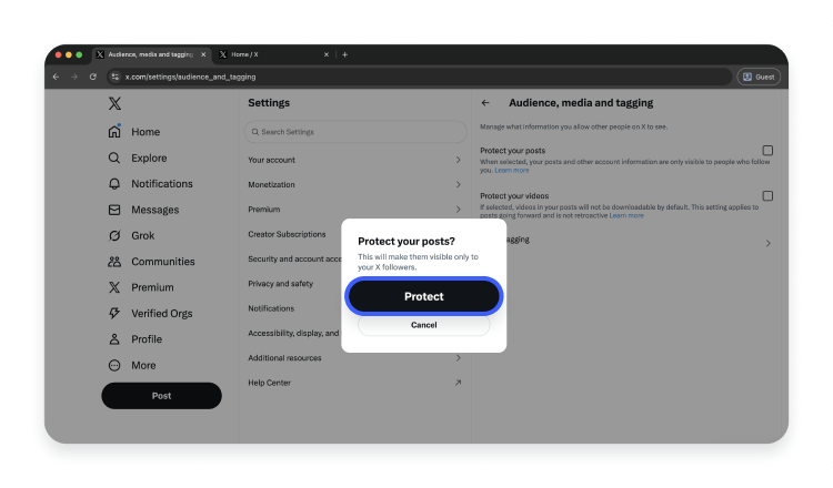 How to make your X account private on desktop 7