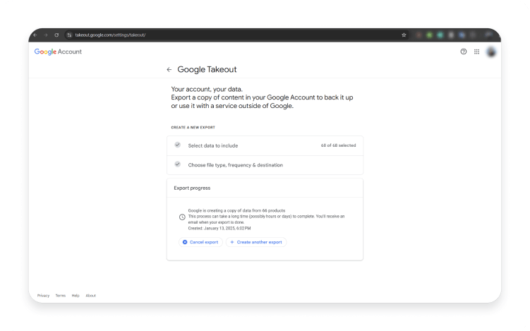How to download Google search history: step 6
