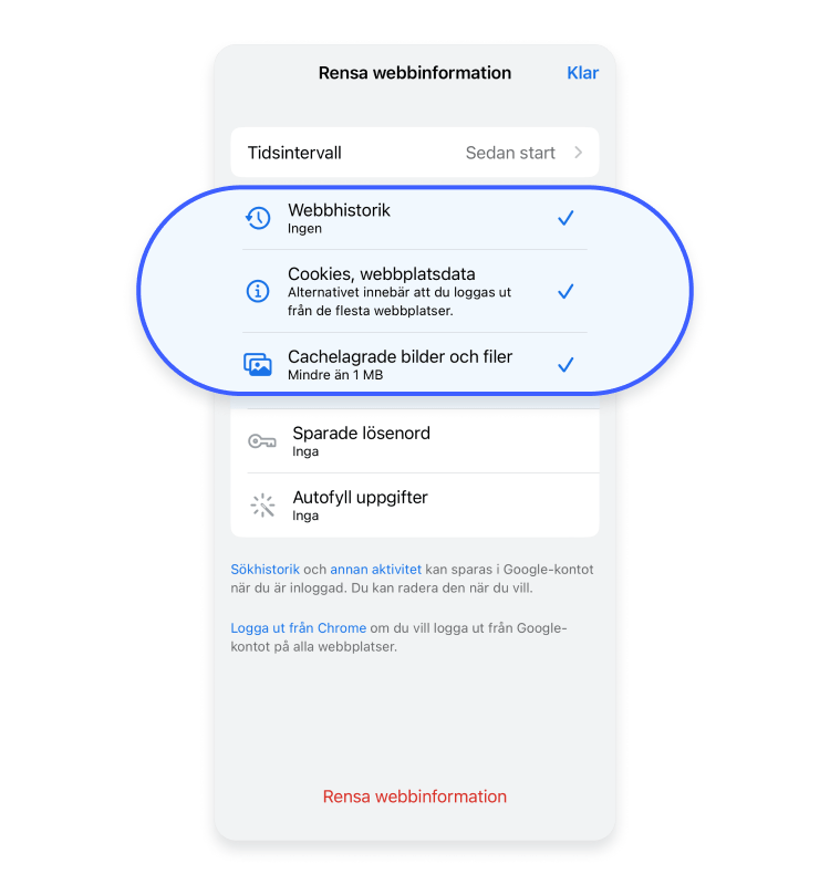 Markera de tre alternativen och ändra tidsintervallet.