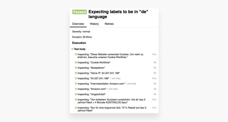 The results of an automated content translation QA test
