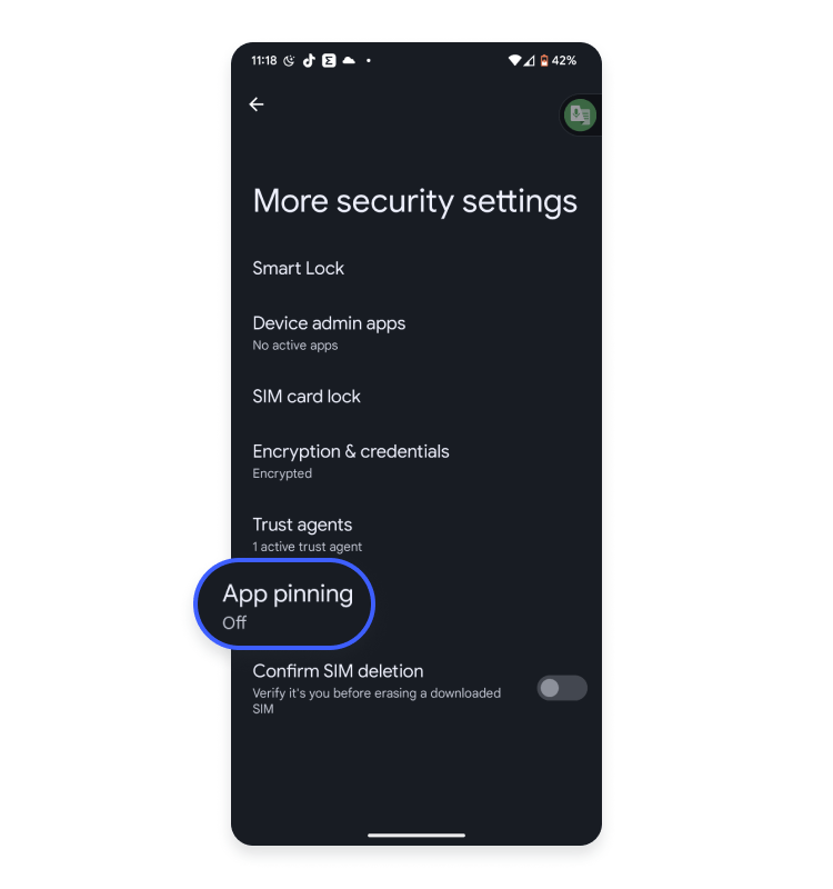 How to enable Pin screen 1