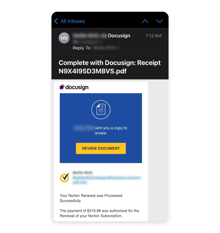 DocuSign phishing email example
