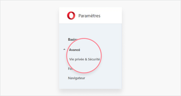 Supprimer les cookies via Opera étape 2