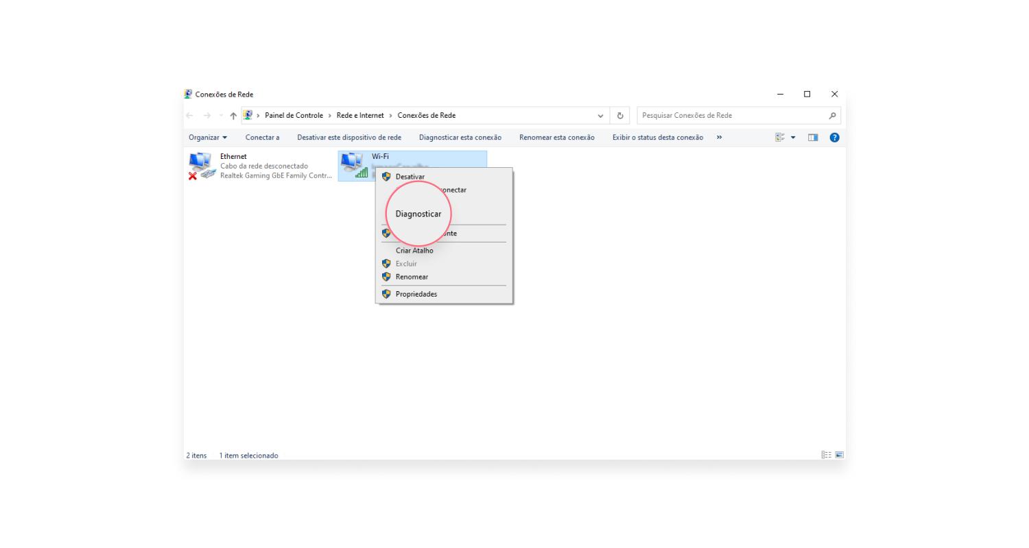 Procure por problemas de conectividade no Windows: passo nº4