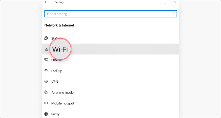 Windows Network Discovery instruction - Choose Wi-Fi
