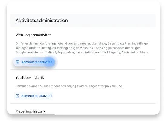 slet historik google: trin 2