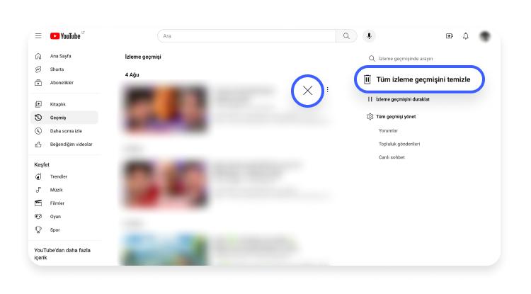 YouTube izleme geçmişi silme: aşama 2