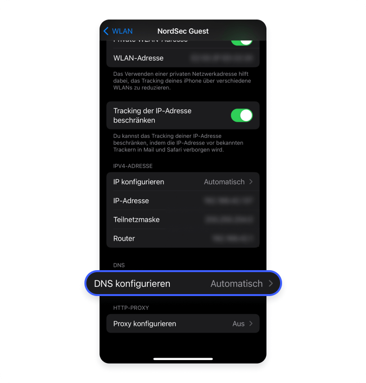 DNS-Server auf iOS ändern Schritt 3
