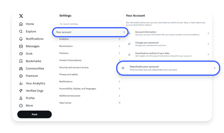 How to delete Twitter on desktop: step 3