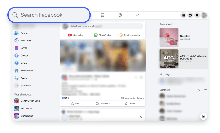 How to delete Facebook search history on a computer 1