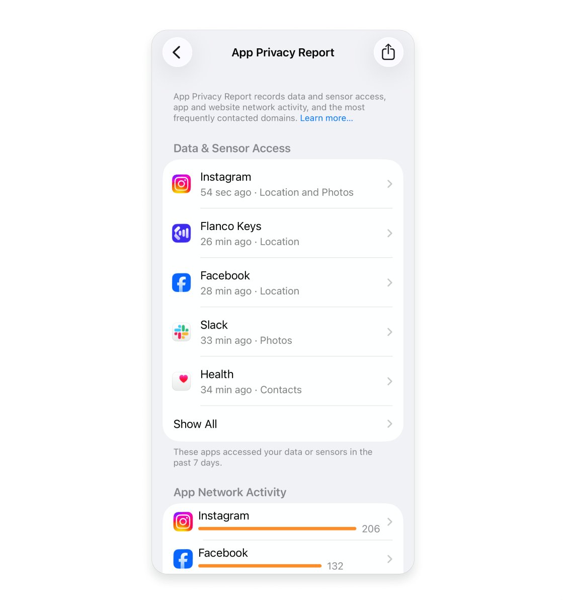 How to review app privacy settings on an iPhone: Step 4.