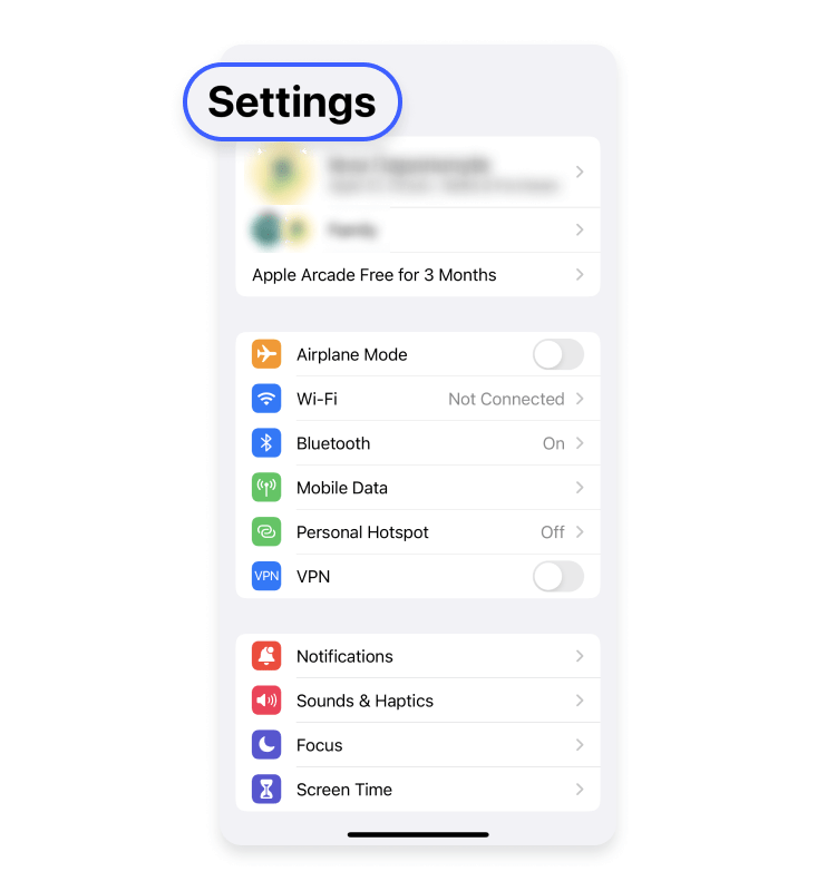 iOS settings