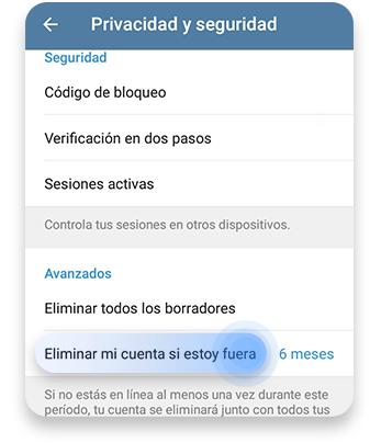 eliminar la cuenta de telegram: paso 3