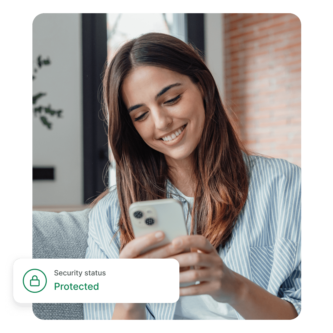 A person checking their online network security status on their phone.