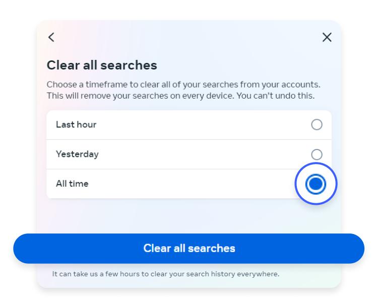 clear facebook search history: step 4