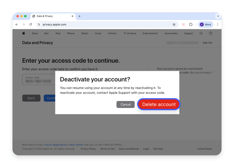 How to deactivate an Apple ID: Step 7