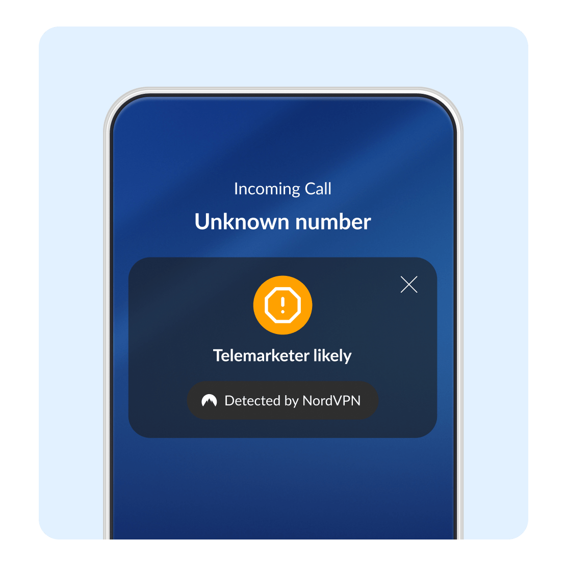 Call Protection feature flagging a telemarketing call.