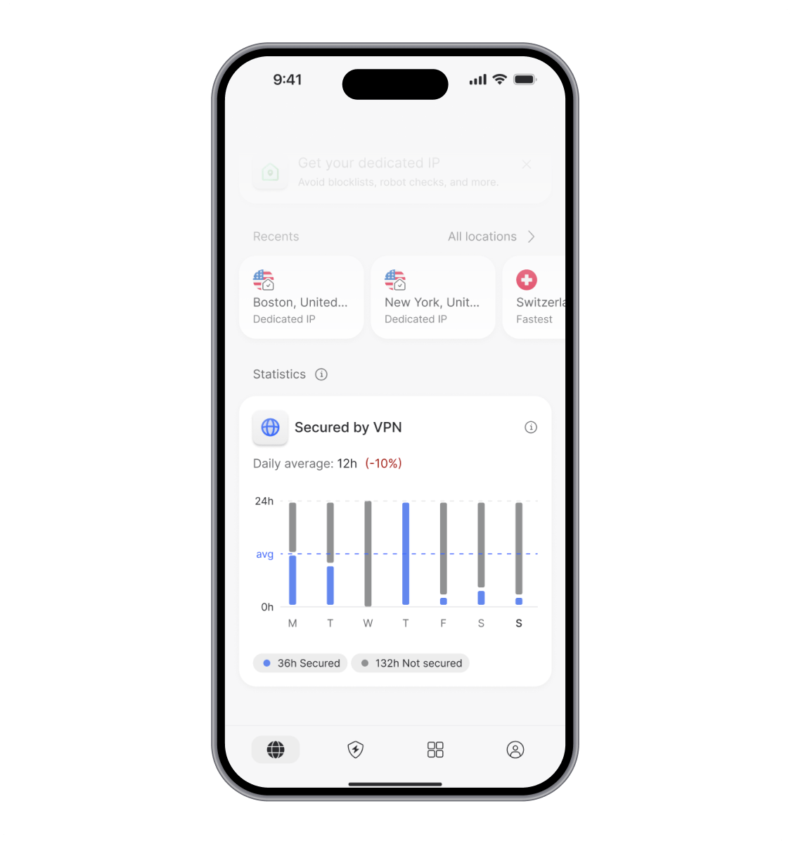 NordVPN app redesign: Statistics