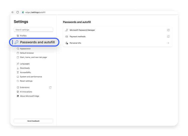 Saved passwords on Microsoft Edge 2