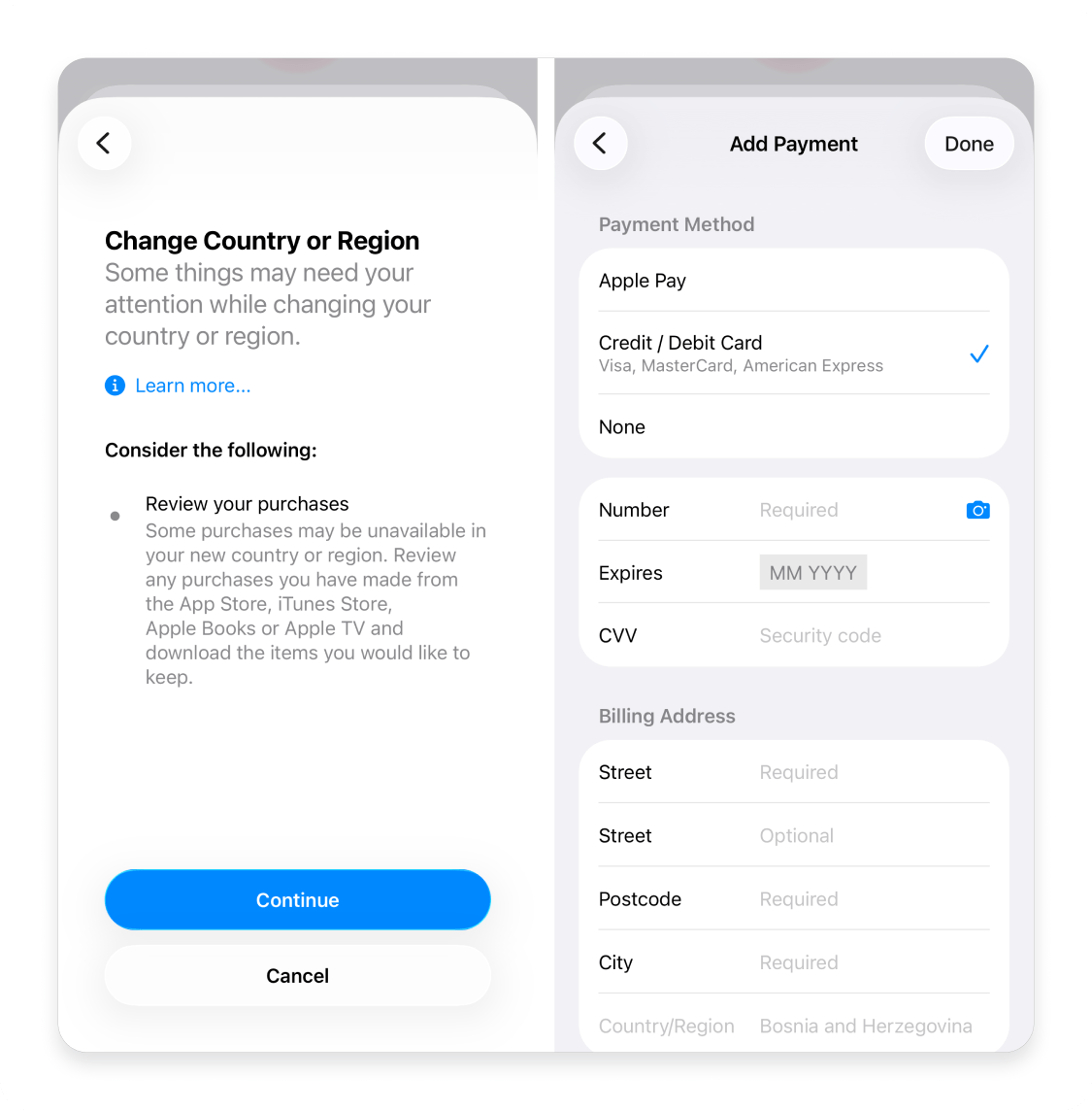 Change your Apple ID’s country or region settings: Step 6