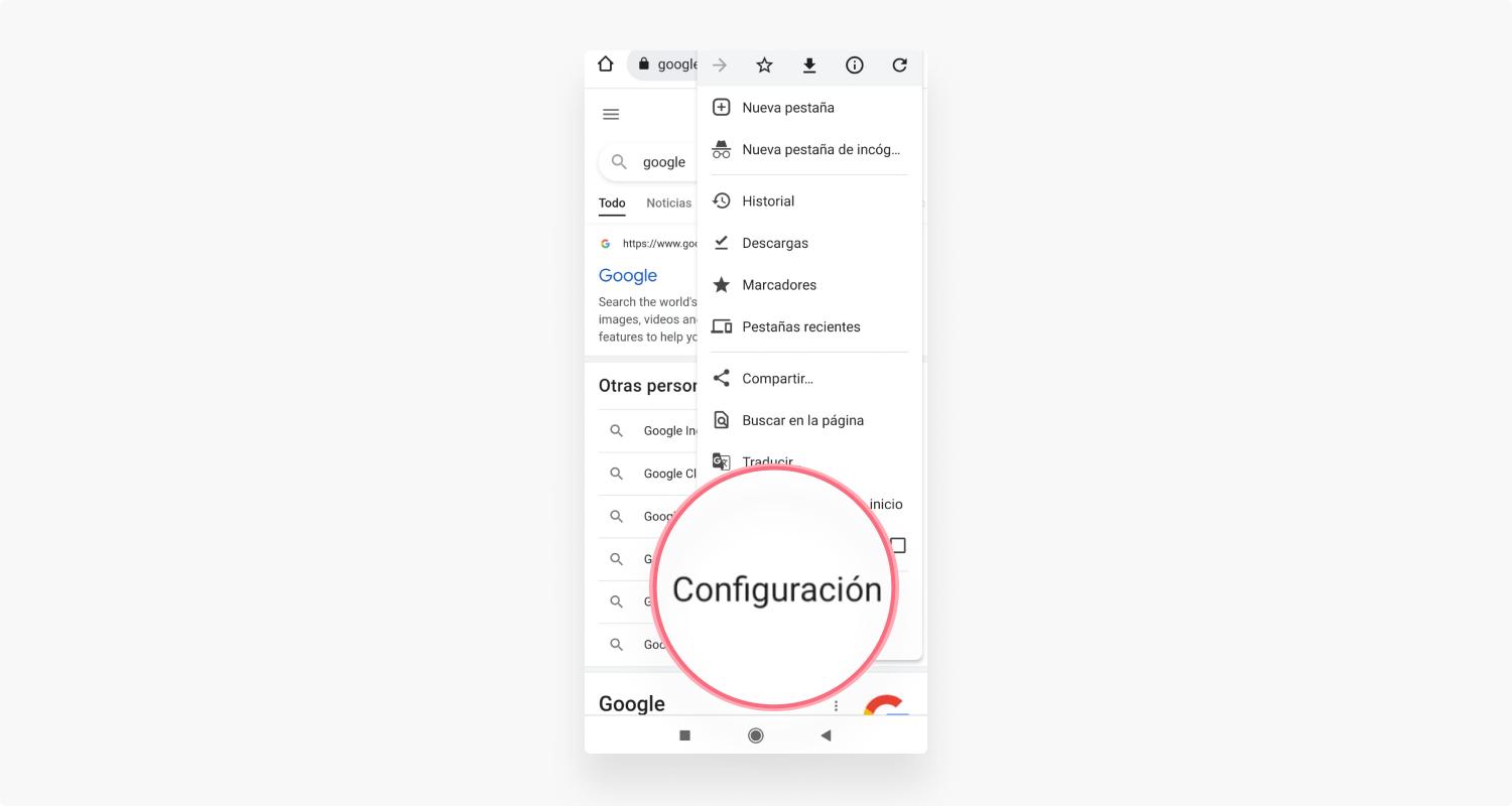 quitar notificaciones de Chrome en móvil: paso 1