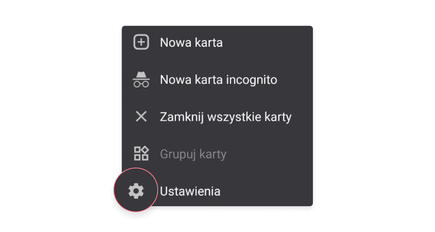 Chrome - usunąć pliki cookie z telefonu: krok 1