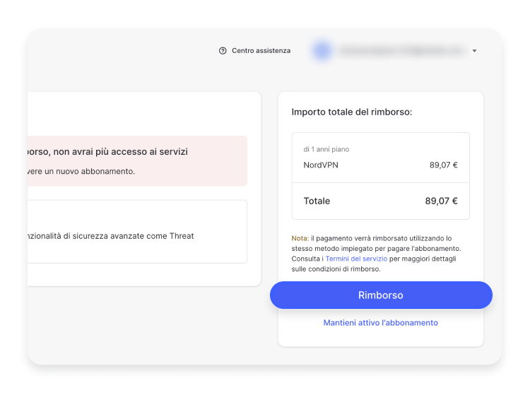 Come chiedere un rimborso su NordVPN: passo 5
