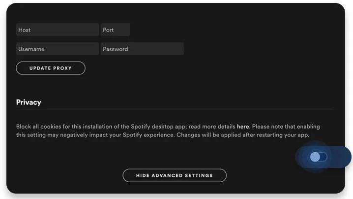 Spotify private session