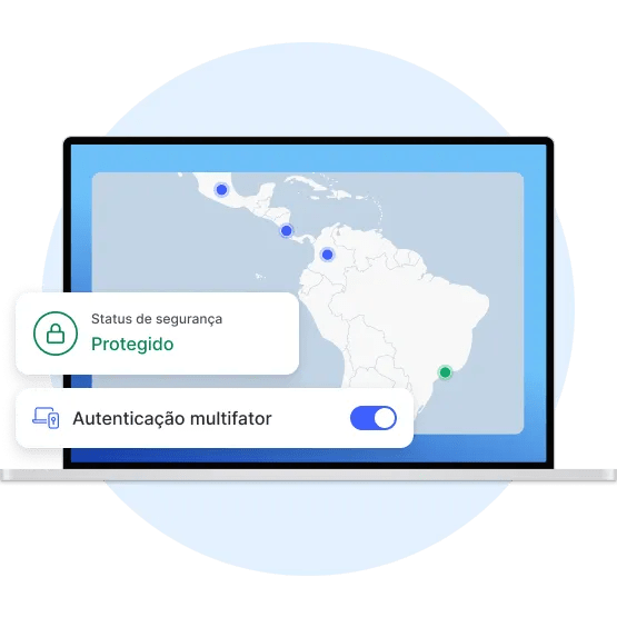 Uma tela de notebook mostrando que o usuário protegeu sua conexão ao conectar-se a um servidor de VPN.