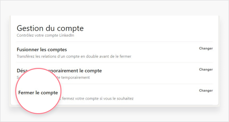 Supprimer compte LinkedIn  étape 3