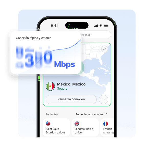 Una pantalla de computadora que muestra al usuario protegido por una conexión VPN después de descargar NordVPN.