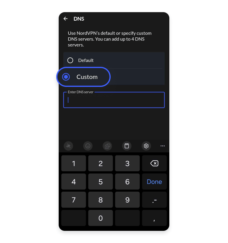 Block ads on mobile games with NordVPN&#39;s DNS filtering: Step 2