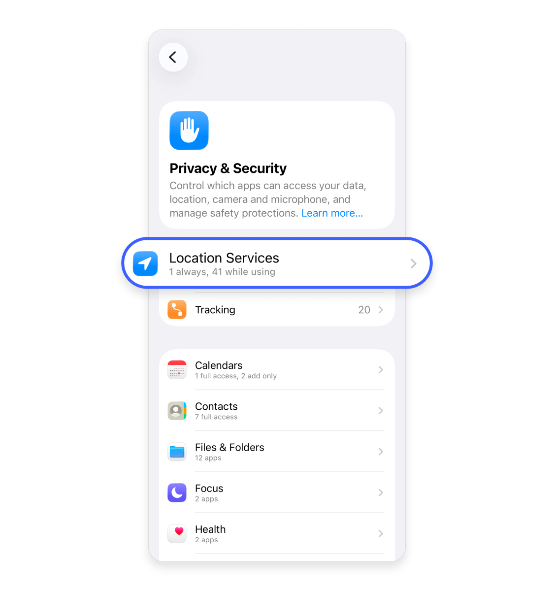 Turn location services off: Step 3