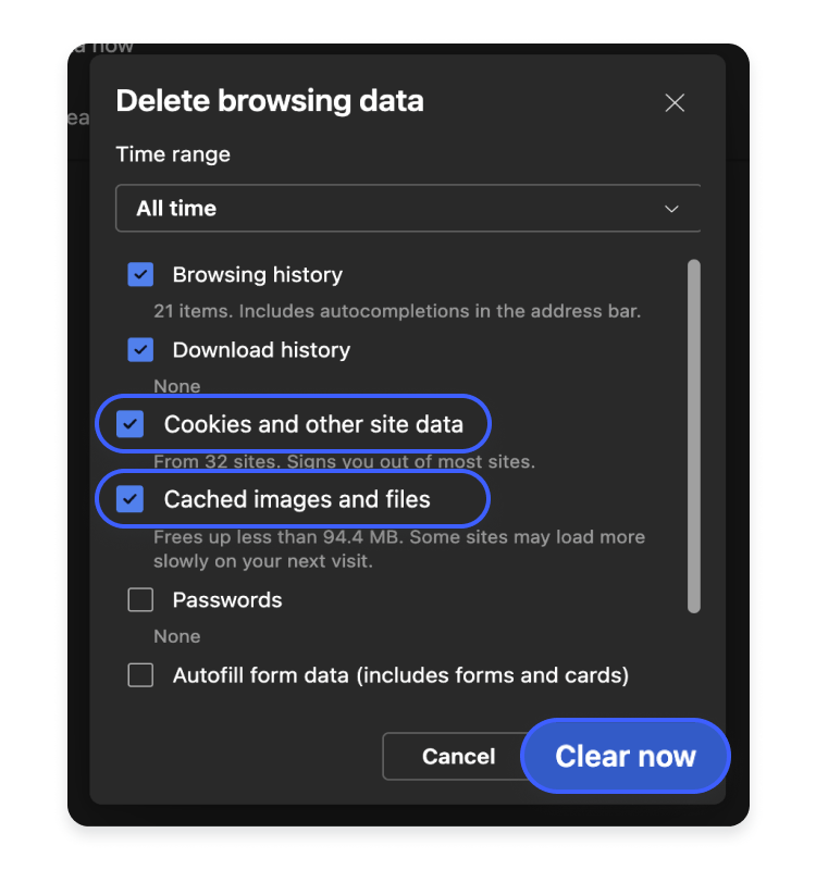 How to clear cookies in Microsoft Edge step 4